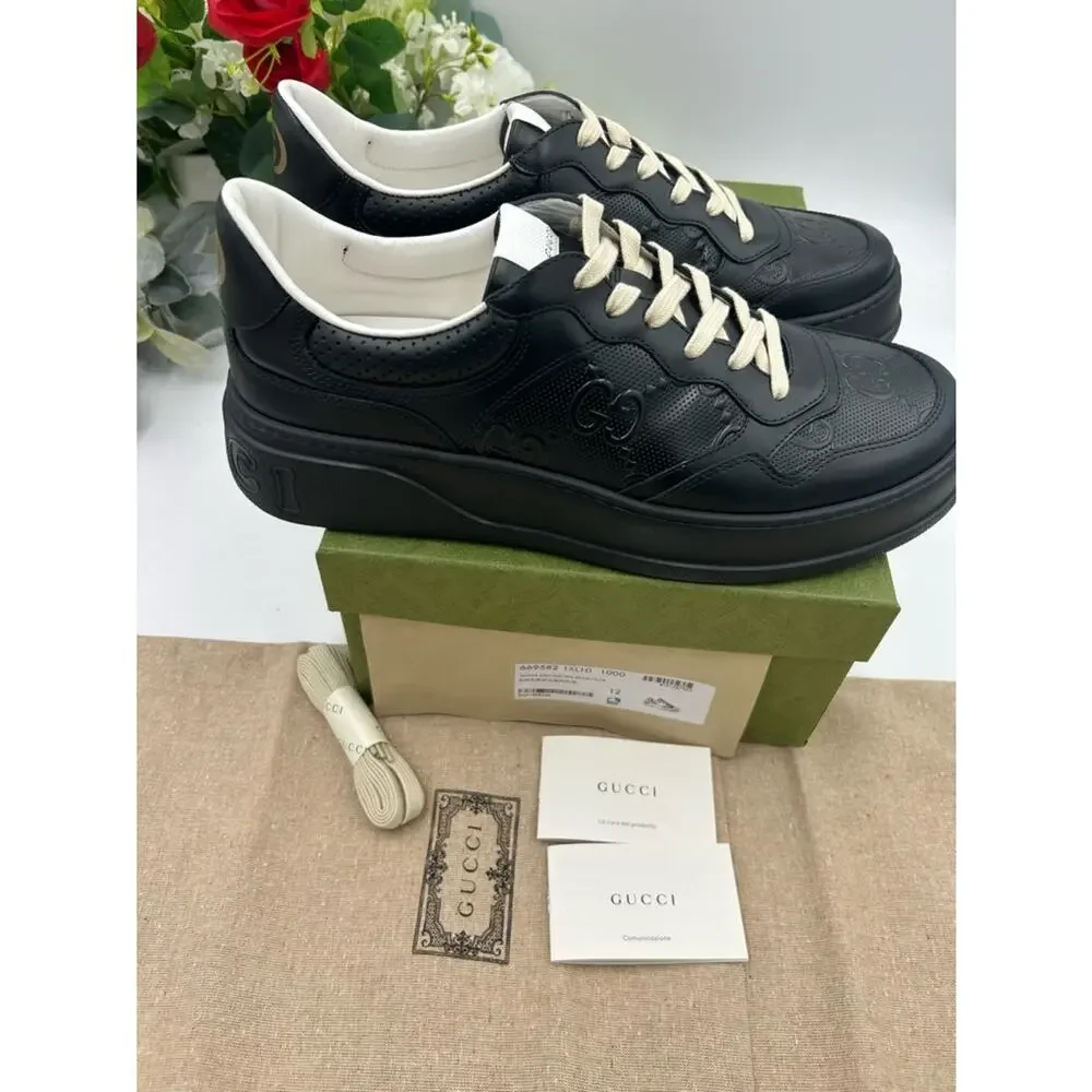 Men's Gucci GG embossed Leather sneakers size 12 made in Italy